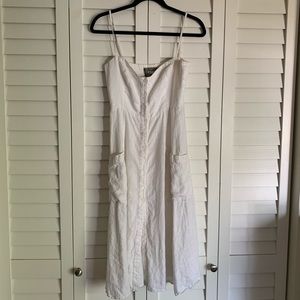 Reformation white linen button down dress